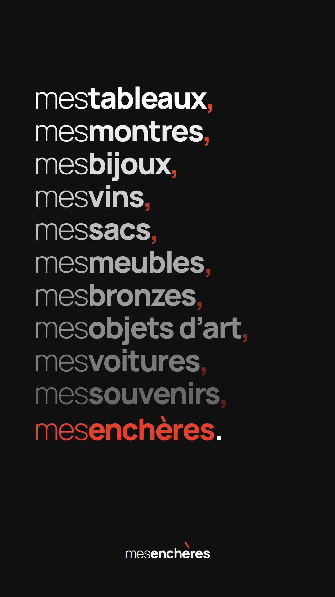 Manifeste mesenchères : mes tableaux, mes montres, mes bijoux… mes enchères.