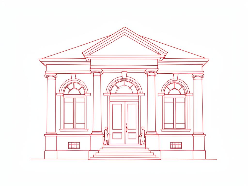 Croquis rouge de l'hôtel Drouot